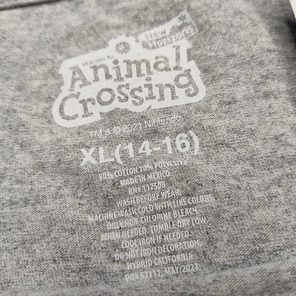 NINTENDO Animal Crossing Girls XL‎ (14-16) Graphic S/S Heather Gray T-Shirt NEW